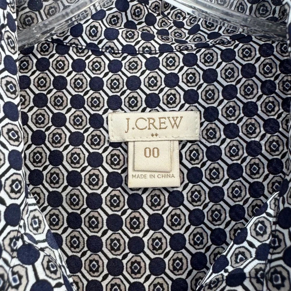 J.Crew Dress Women's 00 Navy Geometric Shirt Dress Sheath‎ Mini